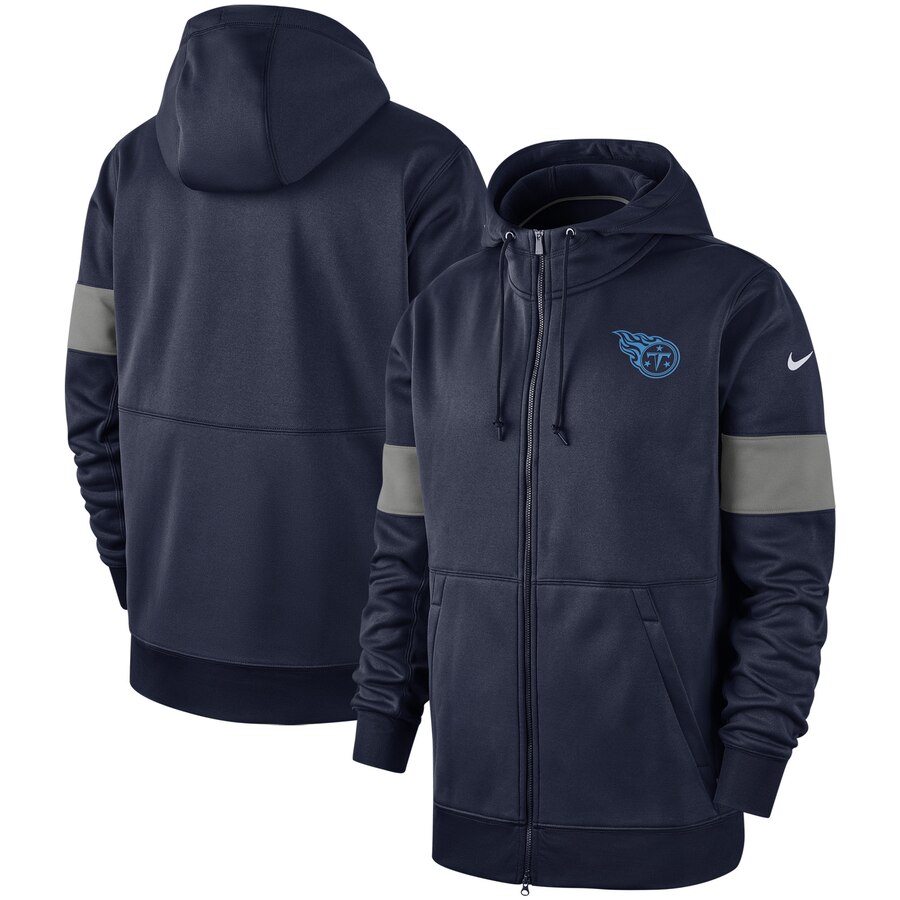 Men's Tennessee Titans Navy Sideline Performance Full-Zip Hoodie