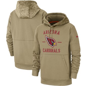 Men's Arizona Cardinals Tan 2019 Salute To Service Sideline Therma Pullover Hoodie