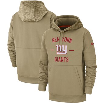 Men's New York Giants Tan 2019 Salute To Service Sideline Therma Pullover Hoodie