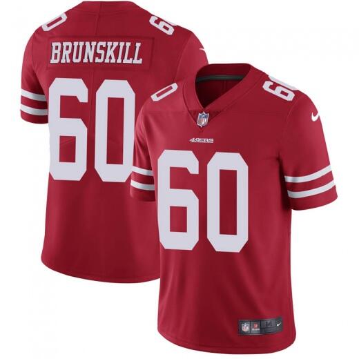 Men's San Francisco 49ers #60 Daniel Brunskill Red 2019 100th Season Vapor Untouchable Limited Stitched NFL Jersey - Click Image to Close