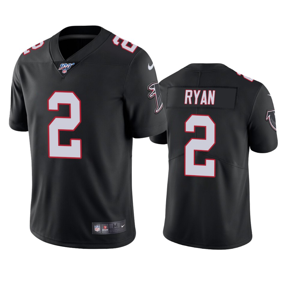 Men's Atlanta Falcons #2 Matt Ryan Black 2019 100th Season Vapor Untouchable Limited Stitched NFL Jersey