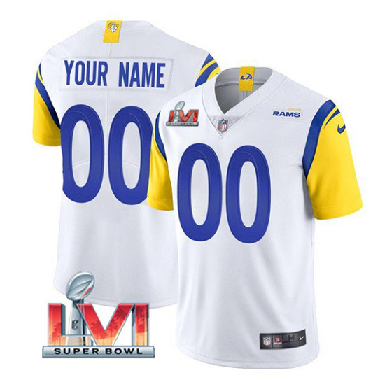 Men's Los Angeles Rams ACTIVE PLAYER Custom 2022 White Super Bowl LVI Vapor Limited Stitched Jersey - Click Image to Close