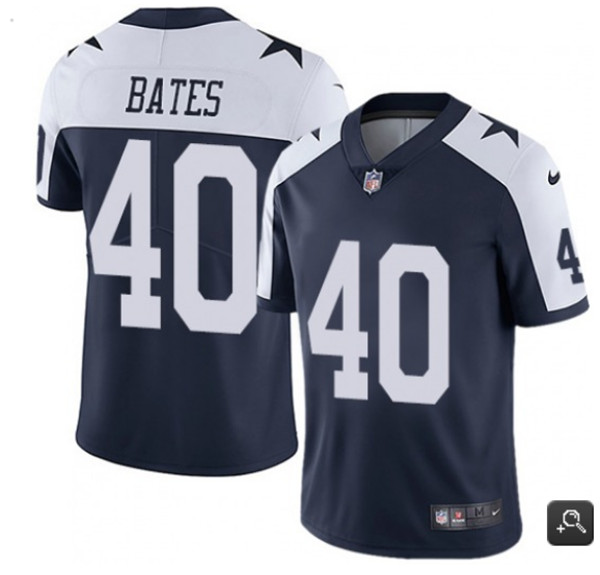 Men's Dallas Cowboys # 40 William Frederick Bates Navy Stitched NFL Jersey