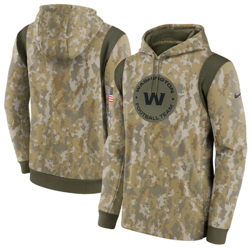 Men's Washington Football Team Camo 2021 Salute To Service Therma Performance Pullover Hoodie - Click Image to Close