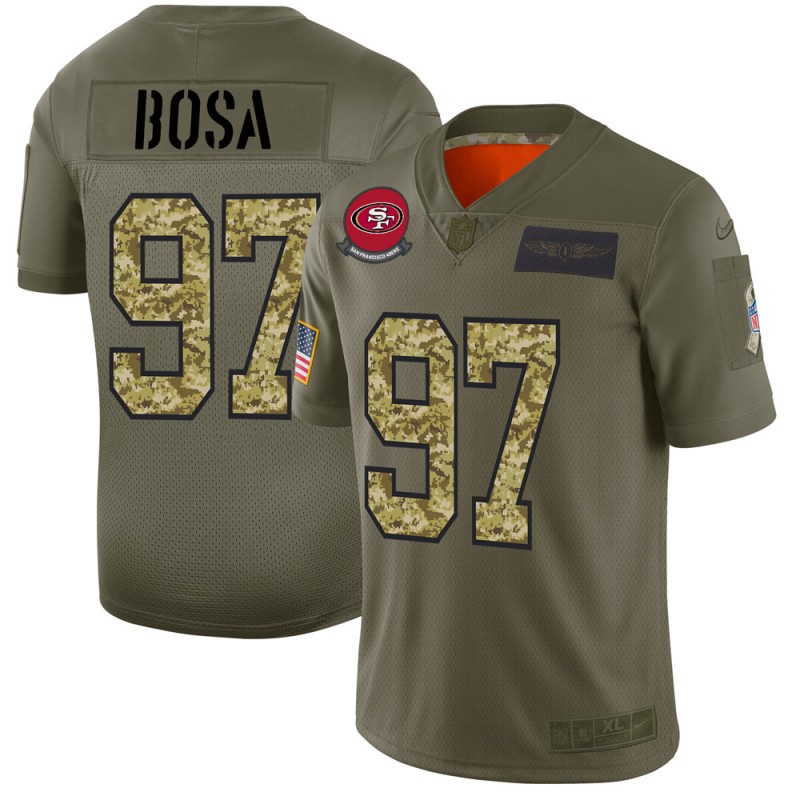 Men's San Francisco 49ers #97 Nick Bosa 2019 Olive/Camo Salute To Service Limited Stitched NFL Jersey - Click Image to Close