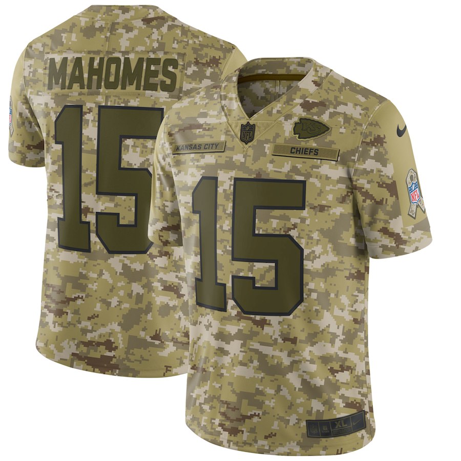 Men??s Kansas City Chiefs #15 Patrick Mahomes 2018 Camo Salute To Service Limited Stitched NFL Jersey