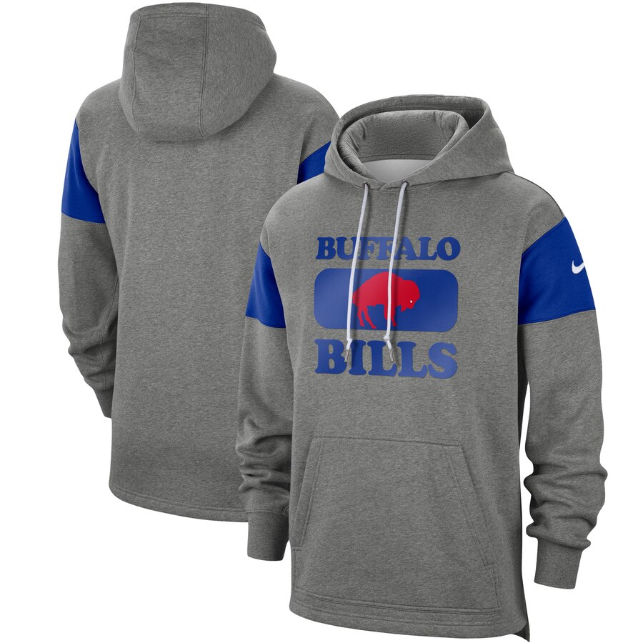 Men's Buffalo Bills 2019 Grey Fan Gear Historic Pullover Hoodie - Click Image to Close