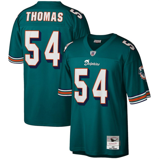 Men's Dolphins #54 Zach Thomas Aqua Stitched Jerseys