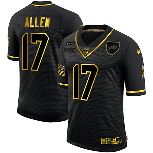 Men's Buffalo Bills #17 Josh Allen 2020 Black/Gold Salute To Service Limited Stitched NFL Jersey