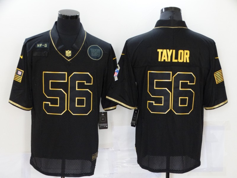 Men's New York Giants #56 Lawrence Taylor 2020 Black/Gold Salute To Service Limited Stitched Jersey