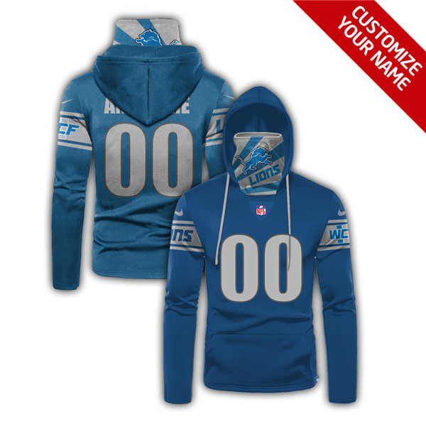 Men's Detroit Lions Customize Stitched Hoodies Mask 2020