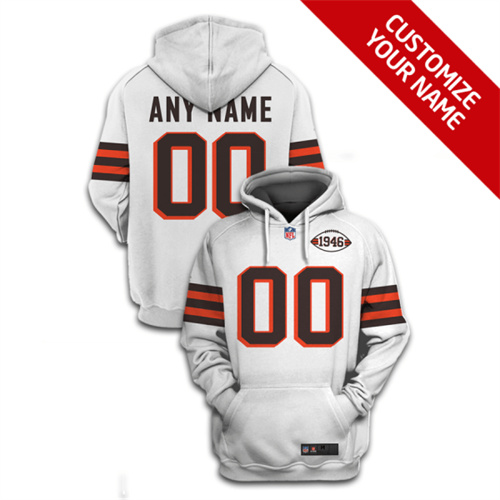 Cleveland Browns Active Player Custom 2021 White 1946 Collection Pullover Hoodie(Stitched number&name)