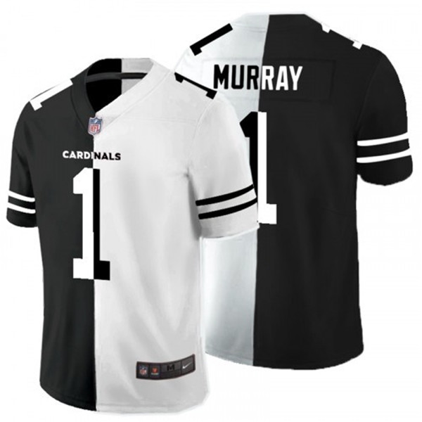 Men's Arizona Cardinals #1 Kyler Murray Black White Split 2020 Stitched Jersey