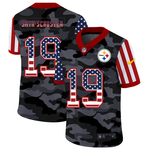 Men's Pittsburgh Steelers #19 JuJu Smith-Schuster 2020 Camo USA Flag Limited Stitched NFL Jersey