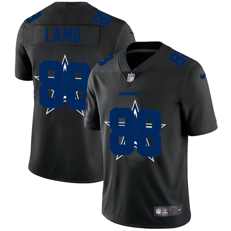 Men's Dallas Cowboys #88 CeeDee Lamb Black Shadow Logo Limited Stitched NFL Jersey - Click Image to Close