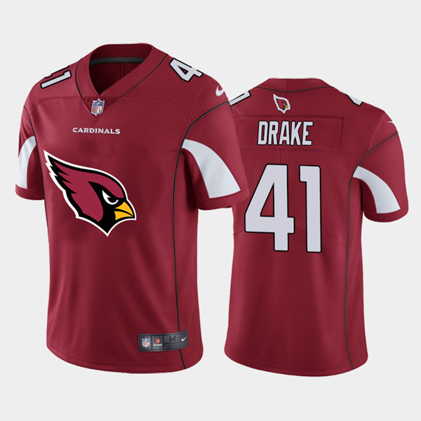 Men's Arizona Cardinals #41 Kenyan Drake Red 2020 Team Big Logo Limited Stitched NFL Jersey - Click Image to Close