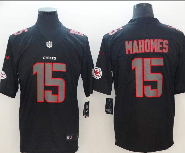 Men??s Kansas City Chiefs #15 Patrick Mahomes Black 2018 Black Impact Limited Stitched NFL Jersey