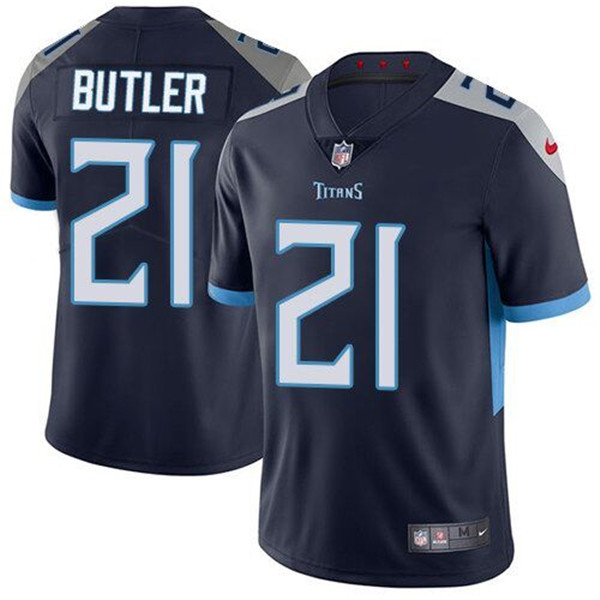 Men's Tennessee Titans #21 Malcolm Butler Navy Vapor Untouchable Limited Stitched NFL Jersey - Click Image to Close