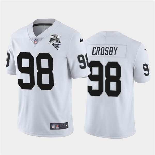 Men's Oakland Raiders White #98 Maxx Crosby 2020 Inaugural Season Vapor Limited Stitched NFL Jersey