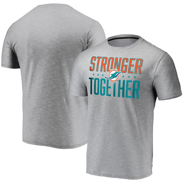 Miami Dolphins Grey Charcoal Stronger Together T-Shirt (All Size)