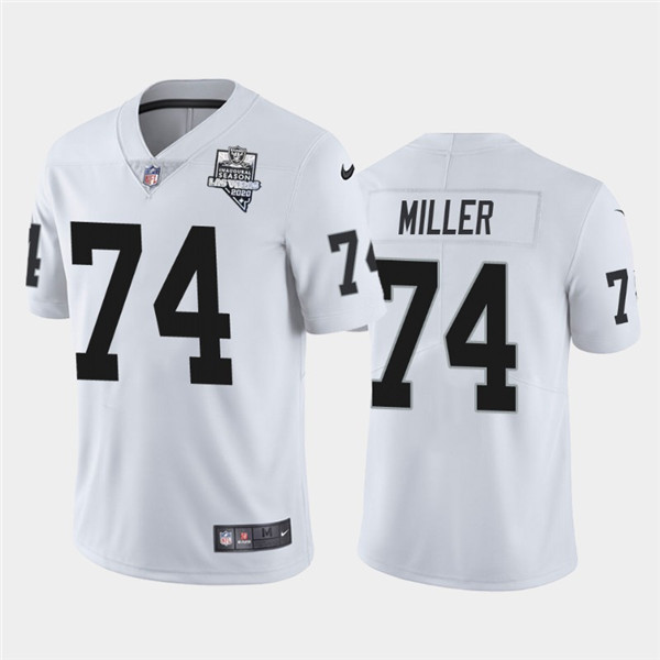 Men's Oakland Raiders White #74 Kolton Miller 2020 Inaugural Season Vapor Limited Stitched NFL Jersey