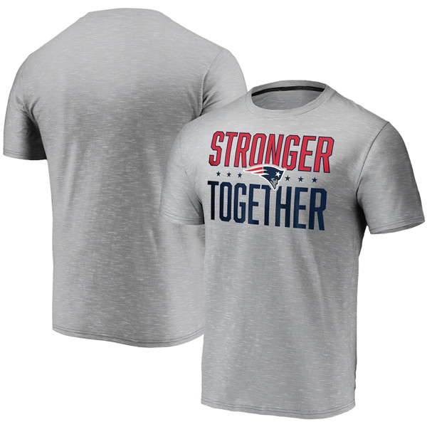 New England Patriots Grey Charcoal Stronger Together T-Shirt (All Size)