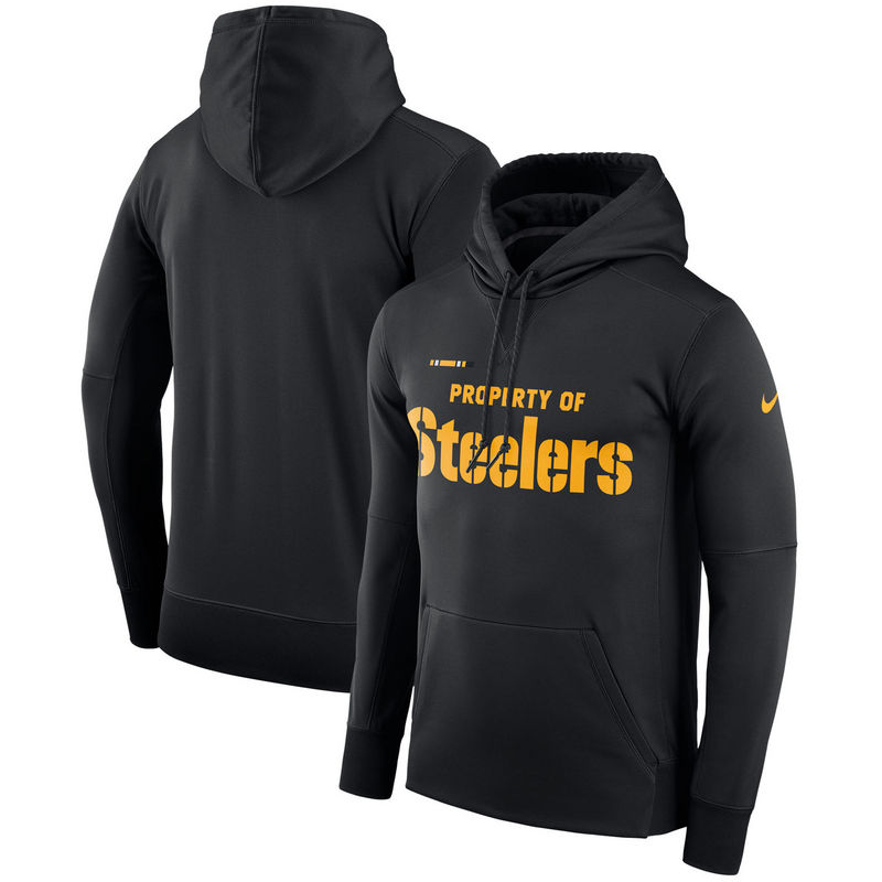 Men's Pittsburgh Steelers Nike Black Sideline Property Of Performance Pullover Hoodie