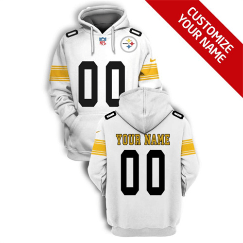 Pittsburgh Steelers Active Player Custom 2021 White Pullover Hoodie(Stitched number&name)