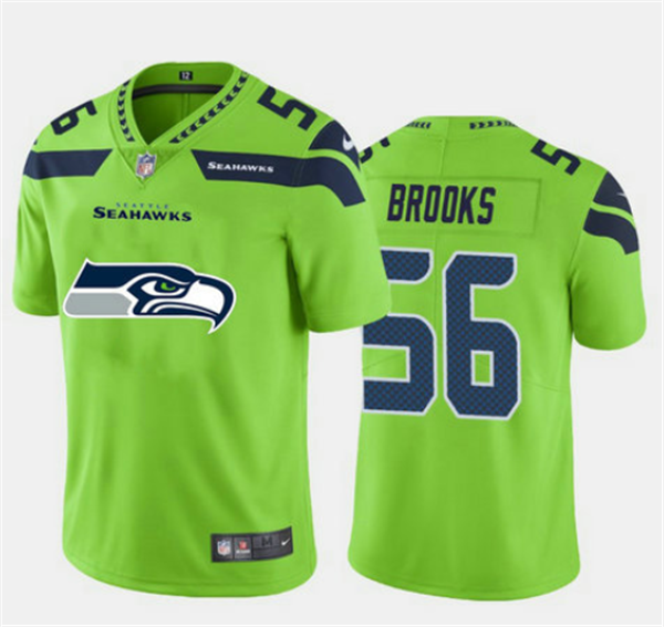 Men's Seattle Seahawks #56 Jordyn Brooks Green 2020 Team Big Logo Limited Stitched Jersey