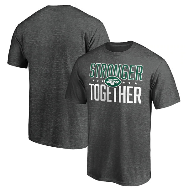 New York Jets Heather Charcoal Stronger Together T-Shirt (All Size)