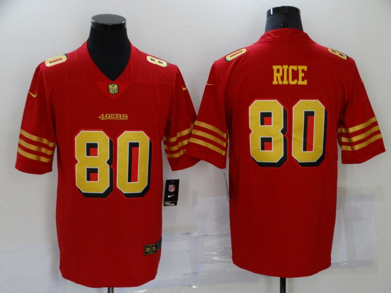 Men's San Francisco 49ers #80 Jerry Rice Red Gold Vapor Untouchable Limited Stitched Jersey