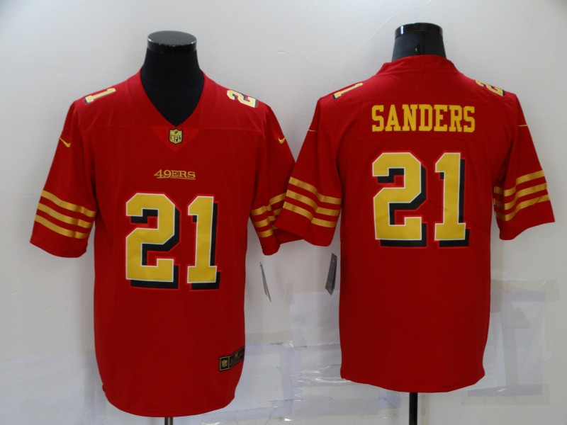 Men's San Francisco 49ers #21 Deion Sanders Red Gold Vapor Untouchable Limited Stitched Jersey