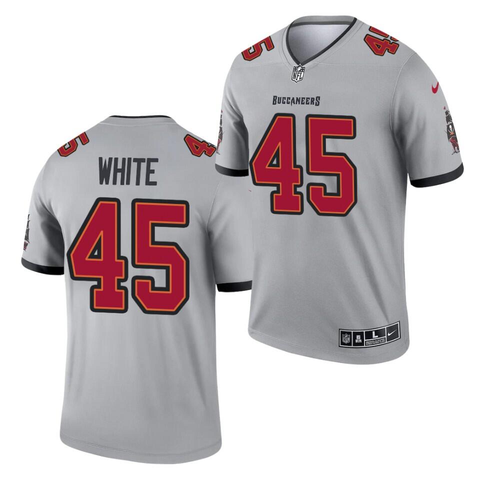 Men's Tampa Bay Buccaneers #45 Devin White Gray 2021 Inverted Legend Stitched Jersey