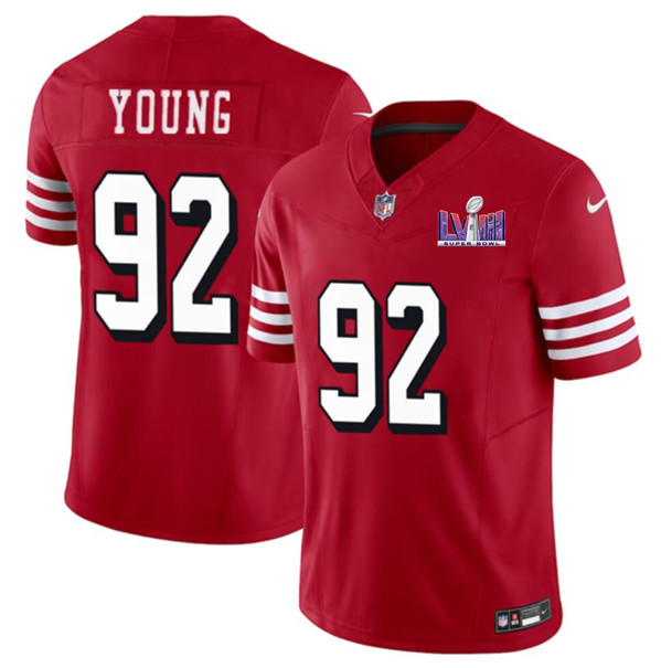 Men's San Francisco 49ers #92 Chase Young Red 2023 F.U.S.E. NFC West Champions Patch Alternate Football Stitched Jersey