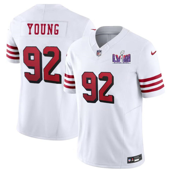 Men's San Francisco 49ers #92 Chase Young White 2023 F.U.S.E. NFC West Champions Patch Alternate Football Stitched Jersey