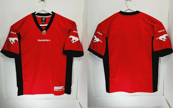 Men's Calgary Stampeders Red Stitched CFL Jersey - Click Image to Close