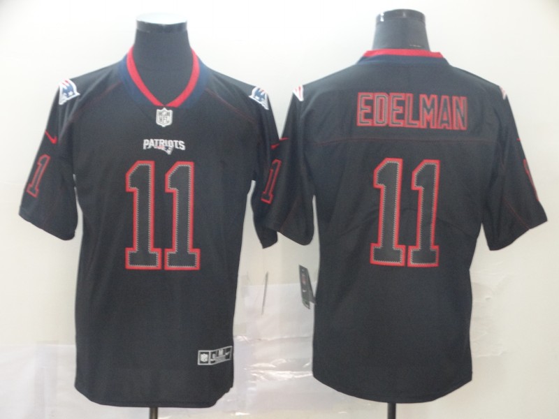 Men's New England Patriots #11 Julian Edelman 2019 Black Lights Out Stitched NFL Jersey