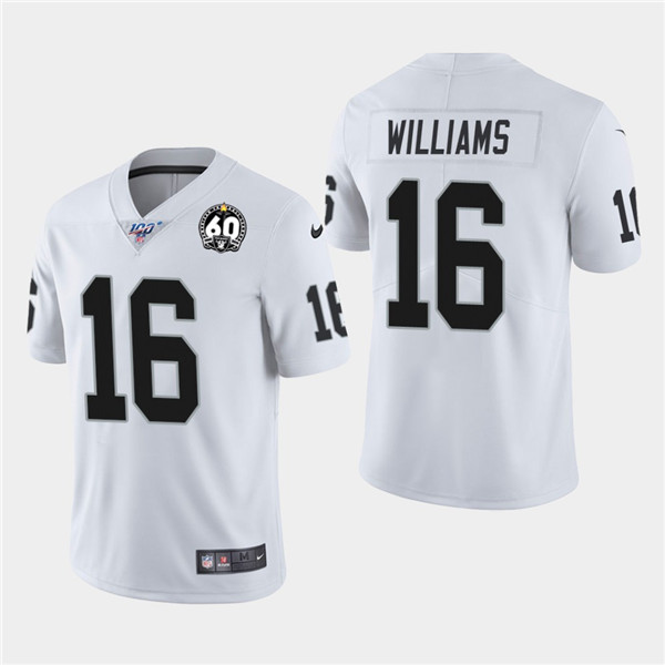 Men's Oakland Raiders #16 Tyrell Williams White 100th Season With 60 Patch Vapor Limited Stitched NFL Jersey