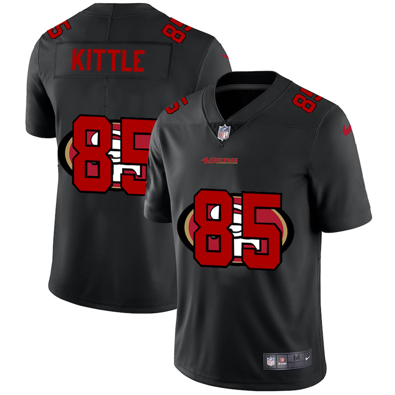 Men's San Francisco 49ers #85 George Kittle Black Shadow Logo Limited Stitched NFL Jersey