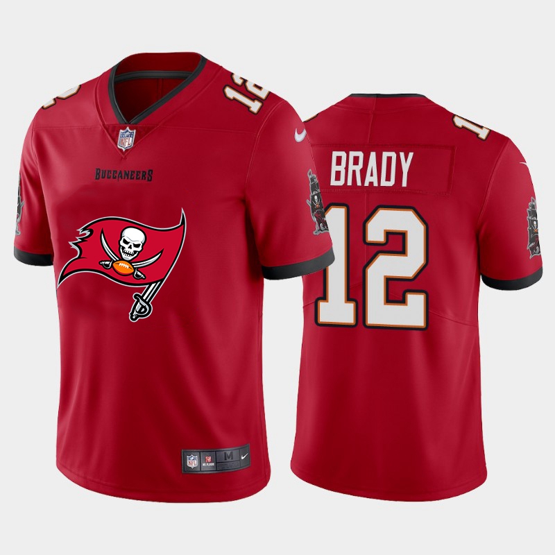 Men's Tampa Bay Buccaneers #12 Tom Brady Red 2020 Team Big Logo Limited Stitched NFL Jersey