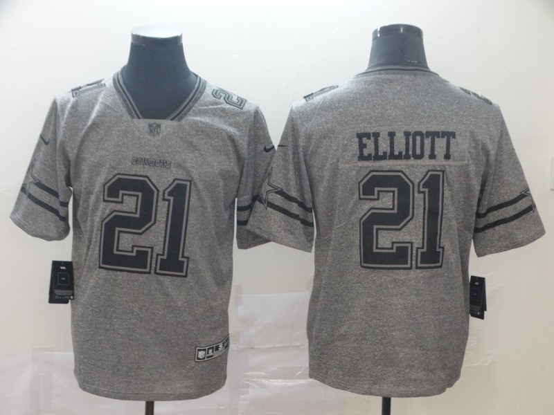 Men's Dallas Cowboys #21 Ezekiel Elliott Grey Stitched NFL Jersey