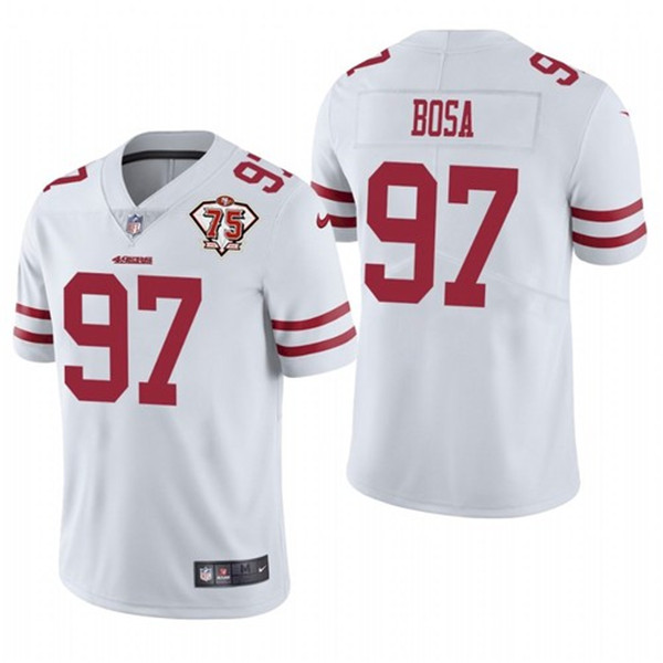 Men's San Francisco 49ers #97 Nick Bosa White 2021 75th Anniversary Vapor Untouchable Limited Stitched NFL Jersey