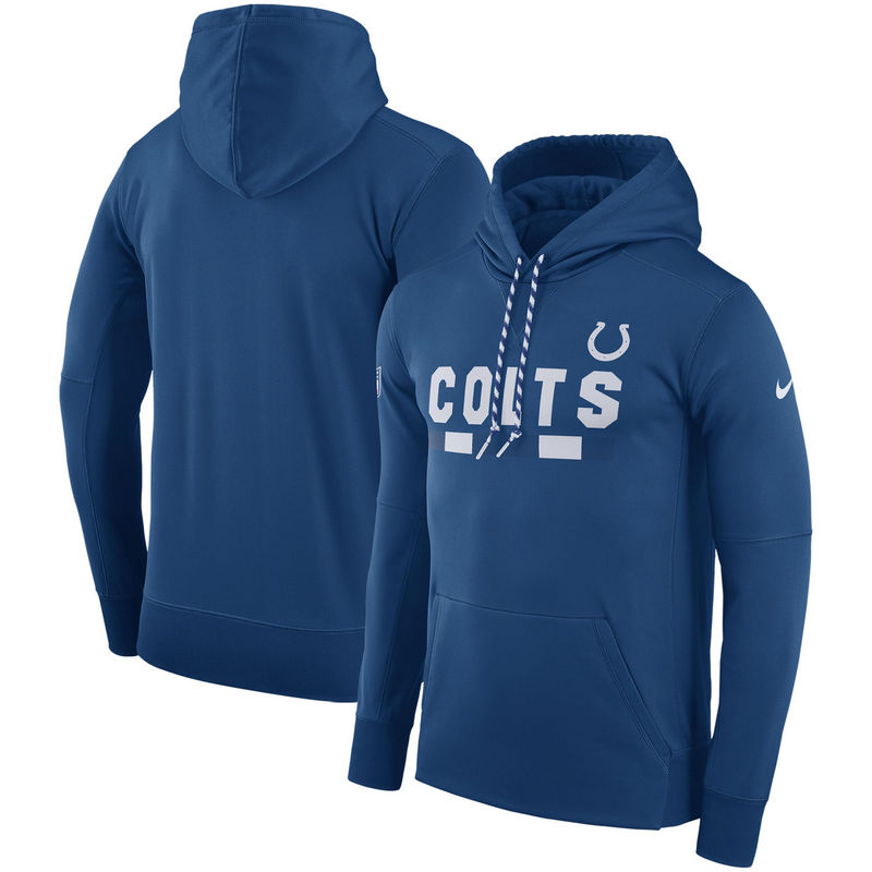 Men's Indianapolis Colts Nike Royal Sideline Team Name Performance Pullover Hoodie - Click Image to Close