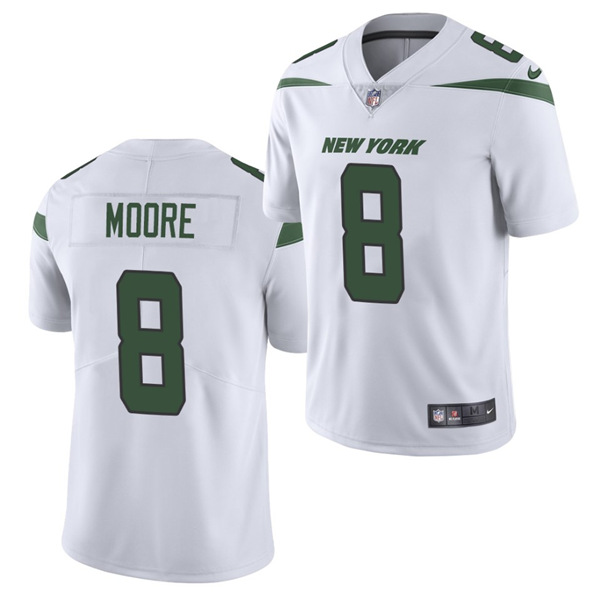 Men's New York Jets #8 Elijah Moore 2021 White Vapor Untouchable Limited Stitched Jersey