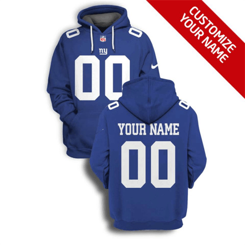 New York Giants Active Player Custom 2021 Blue Pullover Hoodie(Stitched number&name)