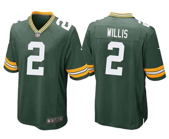 Men's Green Bay Packers #2 Malik Willis Green Home Football Stitched Game Jersey