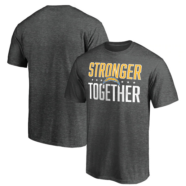 Los Angeles Chargers Heather Charcoal Stronger Together T-Shirt (All Size)