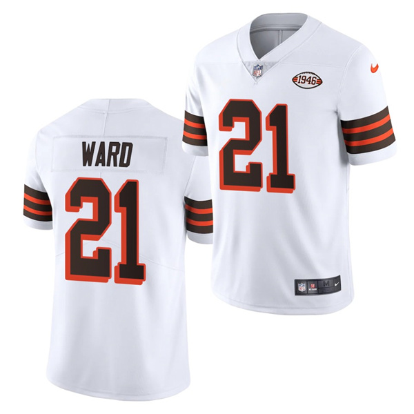 Men's Cleveland Browns #21 Denzel Ward White 1946 Collection Vapor Stitched Football Jersey