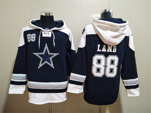 Men's Dallas Cowboys #88 CeeDee Lamb Navy Ageless Must-Have Lace-Up Pullover Hoodie