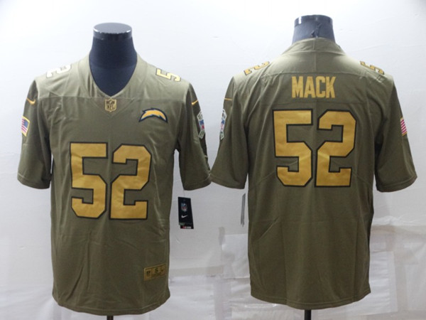 Men's Los Angeles Chargers #52 Khalil Mack Olive/Gold Salute To Service Limited Stitched Jersey